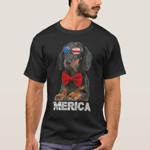 Dackel American USA Flag 4. Juli vierter Hund T-Shirt
