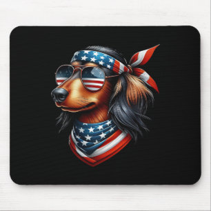 Dackel American USA Flag Sungles 4. Juli Da Mousepad