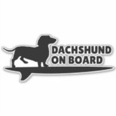 Dackel an Bord - Aufkleber für Hunde im Surfen (Vorderseite)