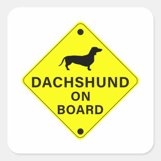 Dackel an Bord Funny Dog Bumper Quadratischer Aufkleber (Vorderseite)