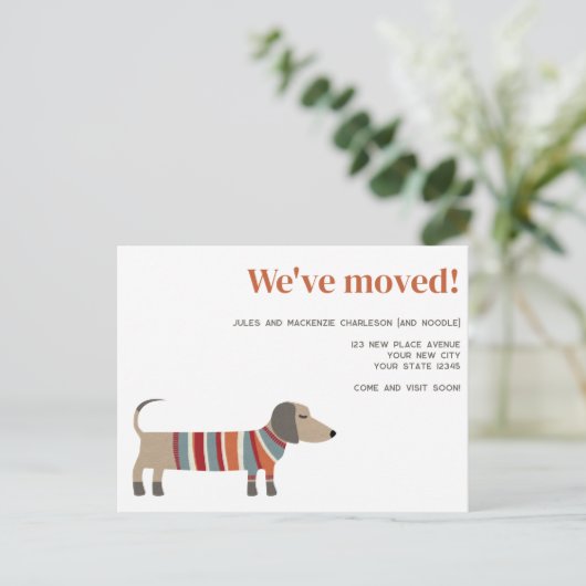 Dackel Änderung der Anschrift Ankündigung (Stehend Vorderseite)