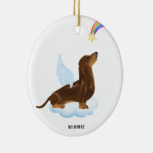 Dackel Angel Dog Personalisierte Haustiere Gedenks Keramik Ornament (Rechts)