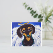 Dackel Angel Postkarte (Stehend Vorderseite)