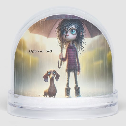 Dackel Anime Schneekugeln (Vorderseite)