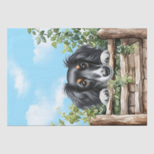 Dackel Aquarellhund pinkelt über Zaun Seidenpapier