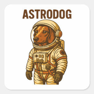 Dackel Astronaut Dackel Hund Astrodog Quadratischer Aufkleber