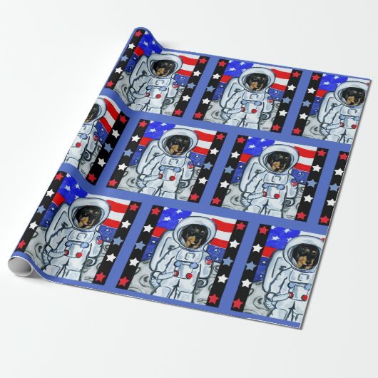 DACKEL ASTRONAUT GESCHENKPAPIER (Ungerollt)