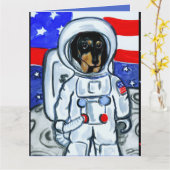 DACKEL ASTRONAUT KARTE (Gelbe Blume)