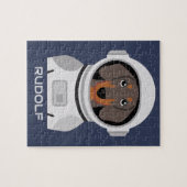 Dackel Astronaut mit Namen Puzzle (Horizontal)