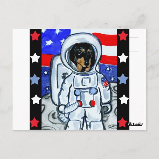 DACKEL ASTRONAUT POSTKARTE (Rückseite)
