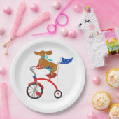 Dackel auf dem Fahrrad Pappteller (Party)