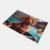 Dackel auf dem Paddle: Ein Landschaftliches Abente Fußmatte (Schrägansicht)