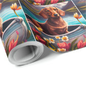 Dackel auf dem Paddle: Ein Landschaftliches Abente Geschenkpapier (Rolleneckpunkt)