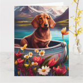 Dackel auf dem Paddle: Ein Landschaftliches Abente Karte (Gelbe Blume)