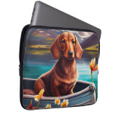 Dackel auf dem Paddle: Ein Landschaftliches Abente Laptopschutzhülle (Vorne Rechts)