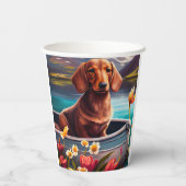 Dackel auf dem Paddle: Ein Landschaftliches Abente Pappbecher (Rückseite)