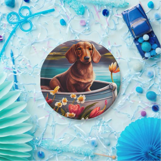 Dackel auf dem Paddle: Ein Landschaftliches Abente Pappteller (Party)