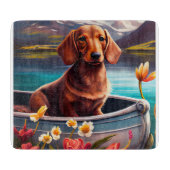 Dackel auf dem Paddle: Ein Landschaftliches Abente Schneidebrett (Vorderseite)