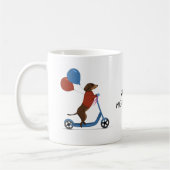 Dackel auf Roller mit Ballons Kaffeetasse (Links)