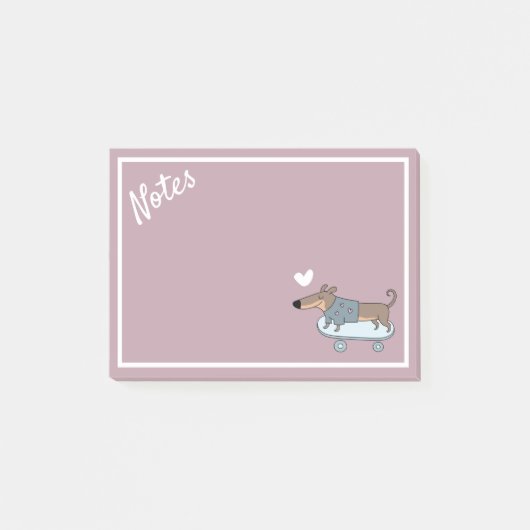 Dackel auf Skateboard - Post-It-Notes Post-it Klebezettel (Vorderseite)