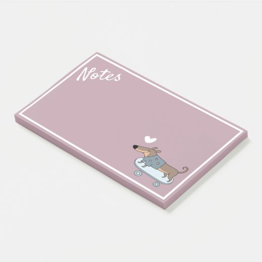 Dackel auf Skateboard - Post-It-Notes Post-it Klebezettel (angewinkelt)