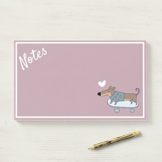 Dackel auf Skateboard - Post-It-Notes Post-it Klebezettel (Auf Schreibtisch)