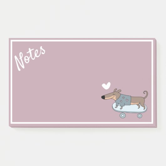 Dackel auf Skateboard - Post-It-Notes Post-it Klebezettel (Vorderseite)