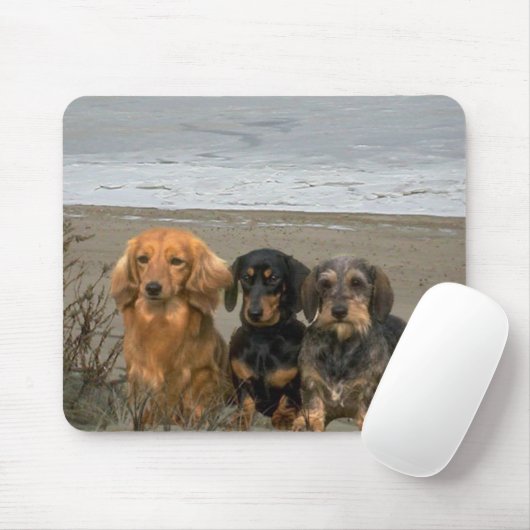Dackel auf Strand Mousepad (Mit Mouse)