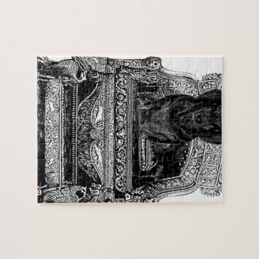 Dackel auf Thron-Kronen-Hund Puzzle (Horizontal)