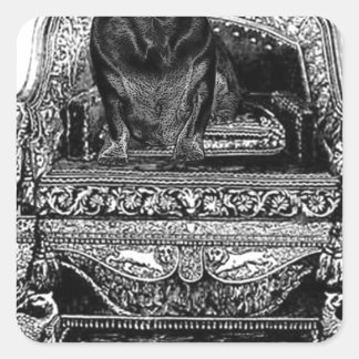 Dackel auf Throne Crown Dog Quadratischer Aufkleber
