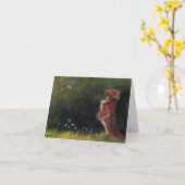 Dackel-aufpassende Karte (Gelbe Blume)