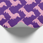 Dackel aus rosa Herzen Geschenkpapier (Ecke)