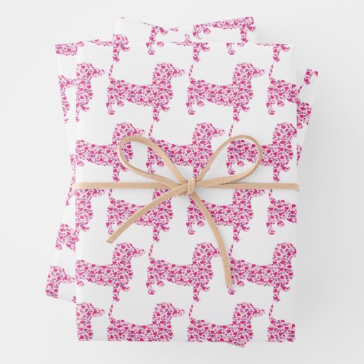 Dackel aus rosa Herzen Geschenkpapier Set (Beispiel)