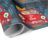 Dackel Autofahren Auto Beängstigend Halloween Geschenkpapier (Rolleneckpunkt)