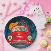 Dackel Autofahren Auto Beängstigend Halloween Pappteller (Party)