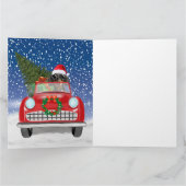 Dackel Autofahren Auto im Schnee Weihnachten Karte (Innenseite)