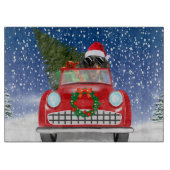 Dackel Autofahren Auto im Schnee Weihnachten Schneidebrett (Vorderseite)