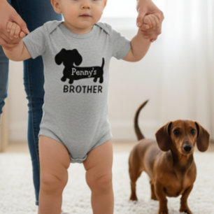 Dackel Baby Bruder Personalisiert mit Name Strampler