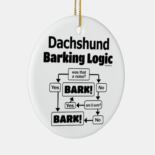 Dackel Barking Logic Keramik Ornament (Rechts)