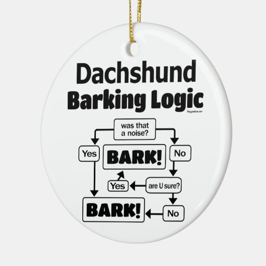 Dackel Barking Logic Keramik Ornament (Links)