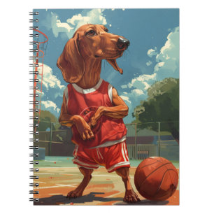Dackel Basketball spielen Notizblock