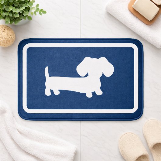 Dackel Bath Mat Navy Blue Dackel Badezimmer Rug Badematte