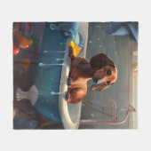 Dackel Bathtime Fun Fleecedecke (Vorderseite (Horizontal))