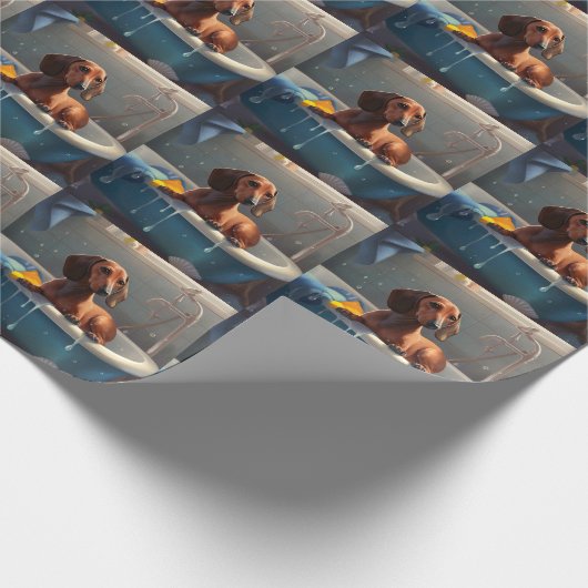 Dackel Bathtime Fun Geschenkpapier (Ecke)