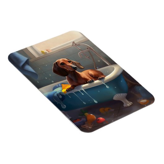 Dackel Bathtime Fun Magnet (Rechte Seite)