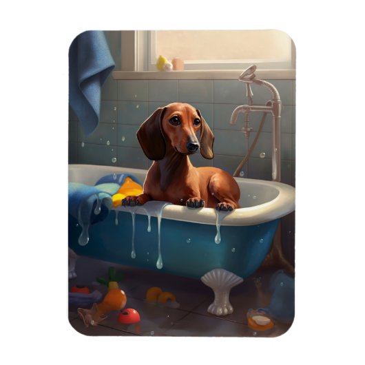 Dackel Bathtime Fun Magnet (Vertikal)