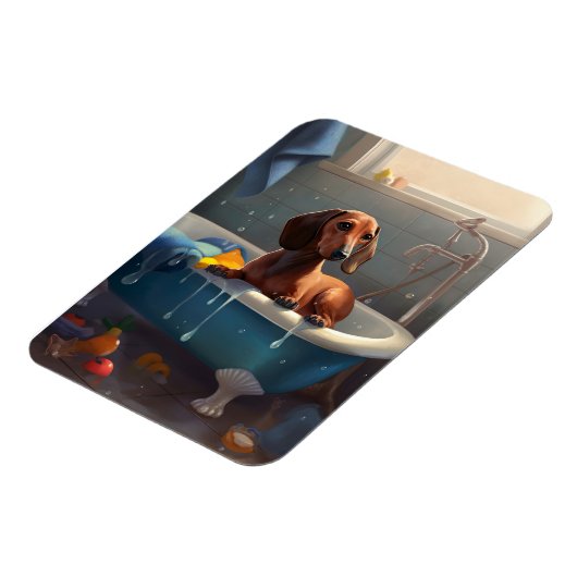 Dackel Bathtime Fun Magnet (Linke Seite)