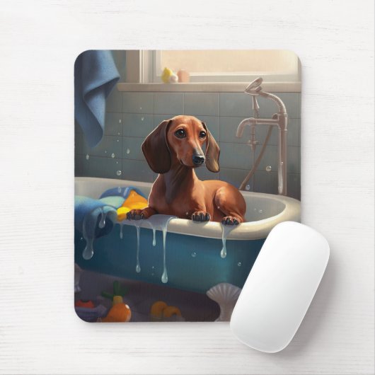 Dackel Bathtime Fun Mousepad (Mit Mouse)