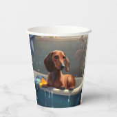 Dackel Bathtime Fun Pappbecher (Rückseite)