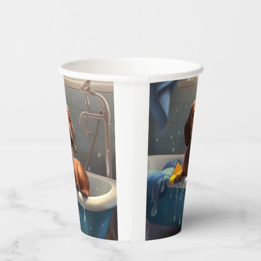 Dackel Bathtime Fun Pappbecher (Rechts)